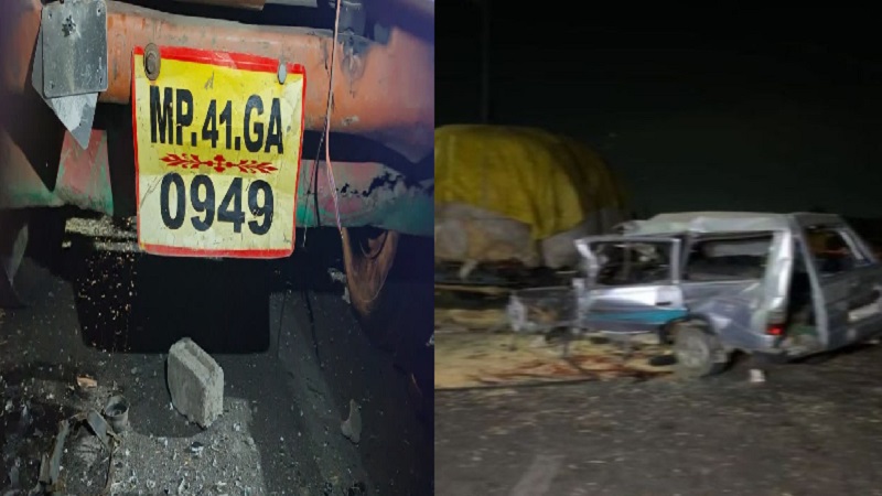 इंदौर में दर्दनाक हादसा दुल्हन संग लौट रही बारात की कार ट्रक में घुसी 4 की मौत