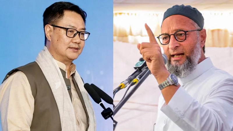 ओवैसी और कांग्रेस पर किरेन रिजिजू का तीखा बयान, अल्पसंख्यक राजनीति पर फिर छिड़ी बहस