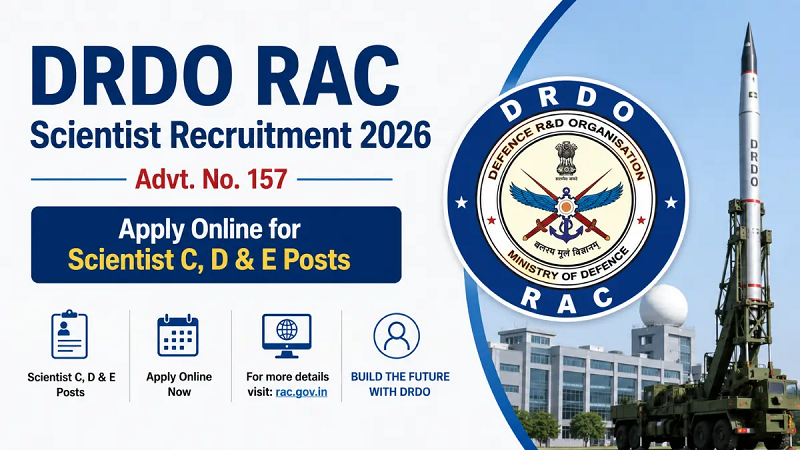 सरकारी नौकरी अलर्ट: DRDO-RAC ने निकाली साइंटिस्ट भर्ती, 19 जून तक करें आवेदन, जानें पूरी प्रक्रिया