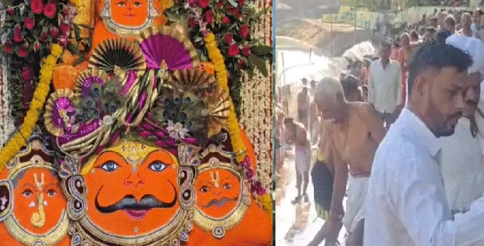 त्रिवेणी शनि मंदिर में श्रद्धालुओं का सैलाब, सुबह से शिप्रा स्नान जारी