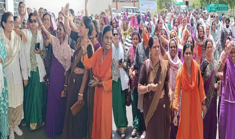 वेतन न मिलने से भड़के स्वास्थ्य कर्मचारी, कलेक्ट्रेट पर किया प्रदर्शन