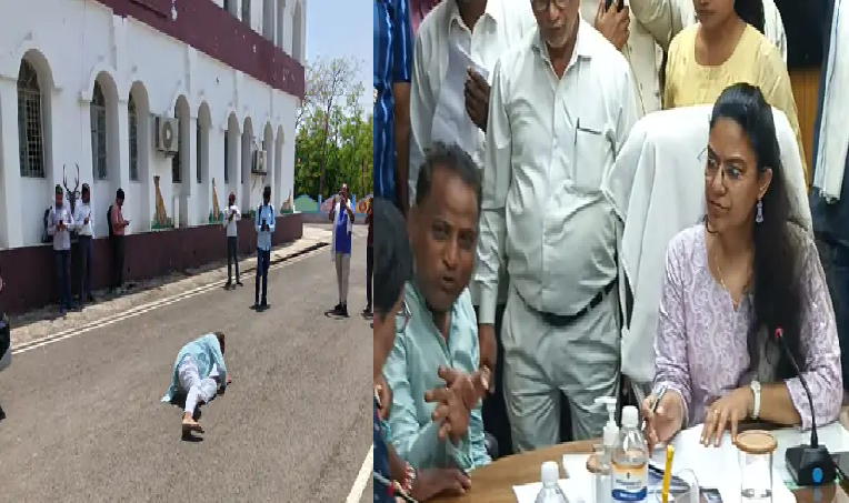 श्योपुर में जनसुनवाई के दौरान व्यापारी का अनोखा विरोध: कनक दंडवत कर कलेक्ट्रेट पहुंचे, आत्मदाह की चेतावनी