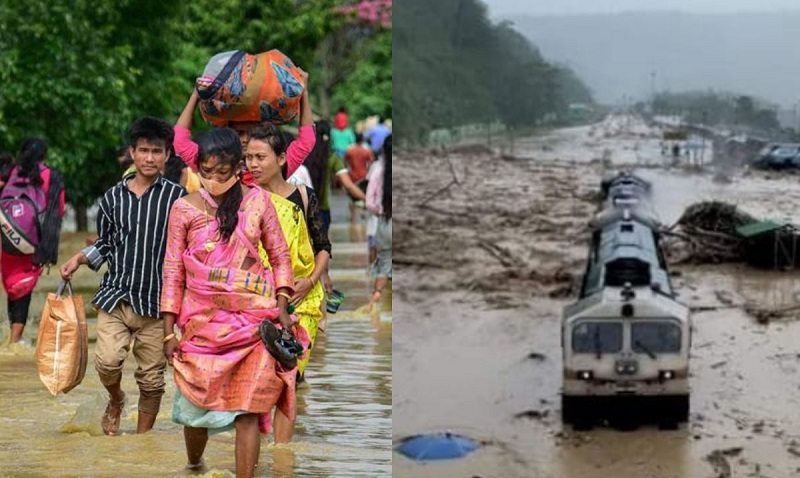 असम-अरुणाचल में बारिश बनी आफत, बाढ़ से 22 हजार से अधिक लोग प्रभावित, 60 साल पुराना रेलवे पुल ढहने से रेल सेवा ठप