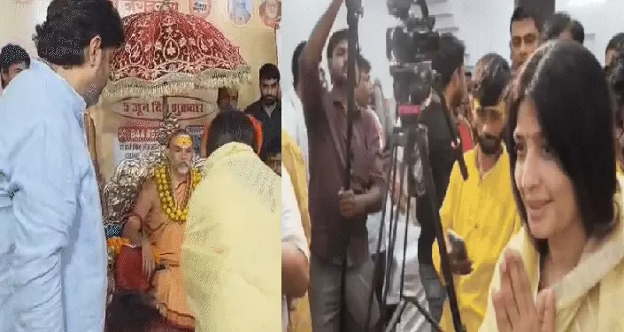 मैनपुरी में बड़ा राजनीतिक-सांस्कृतिक दृश्य: डिंपल यादव ने शंकराचार्य के सामने टेका माथा, मांगी माफी
