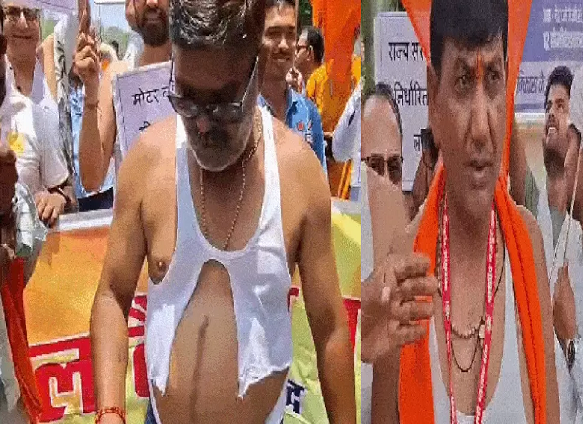 भोपाल में टैक्सी ड्राइवरों का अनोखा प्रदर्शन: कटोरा लेकर मांगी भीख, बोले- ओला-उबर की नीतियों ने बदहाल किया