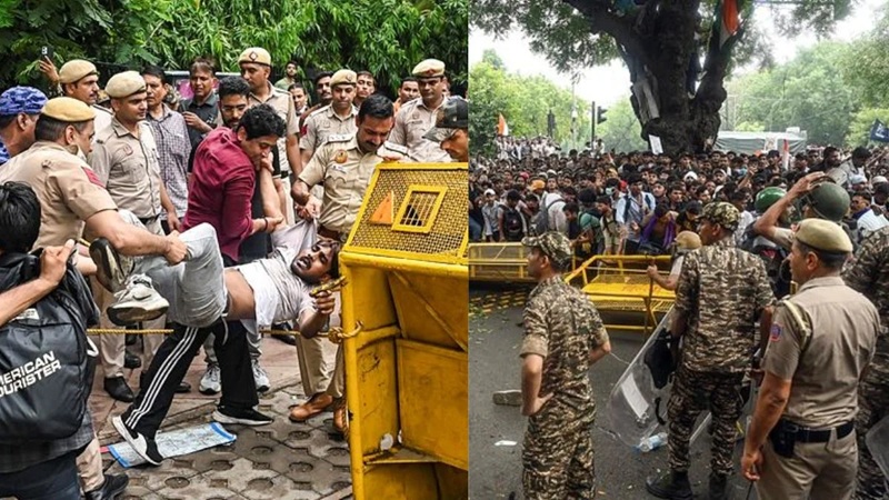'संसद चलो' मार्च में बवाल: 118 पुलिसकर्मी घायल, 70 प्रदर्शनकारी हिरासत में, 20 सरकारी वाहनों को नुकसान