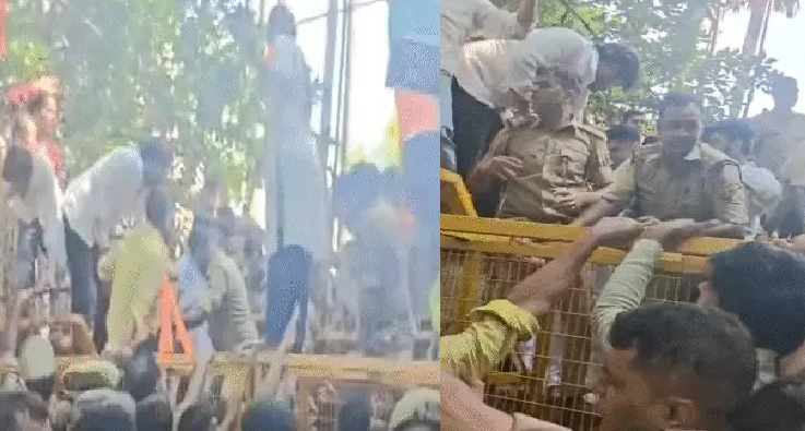 लखनऊ में BJP-कांग्रेस आमने-सामने, कांग्रेस कार्यालय घेरने पहुंचे कार्यकर्ताओं को पुलिस ने रोका