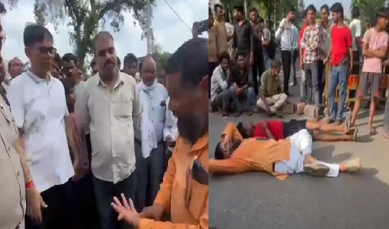 बिजली संकट से उबल पड़ा शिवपुरी सरपंच सड़क पर लेटे ग्रामीणों ने तीन घंटे किया चक्काजाम अधिकारियों के आश्वासन के बाद खुला रास्ता