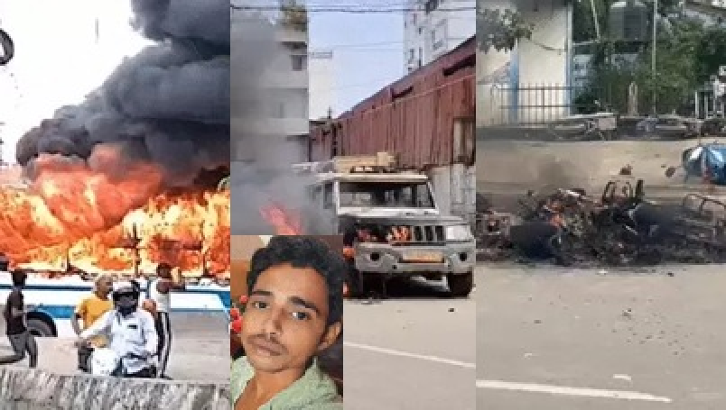 पटना में युवक की मौत के बाद बवाल, 10 वाहनों में लगाई आग, ट्रैफिक पुलिस पोस्ट फूंकी, 9 थानों की फोर्स तैनात