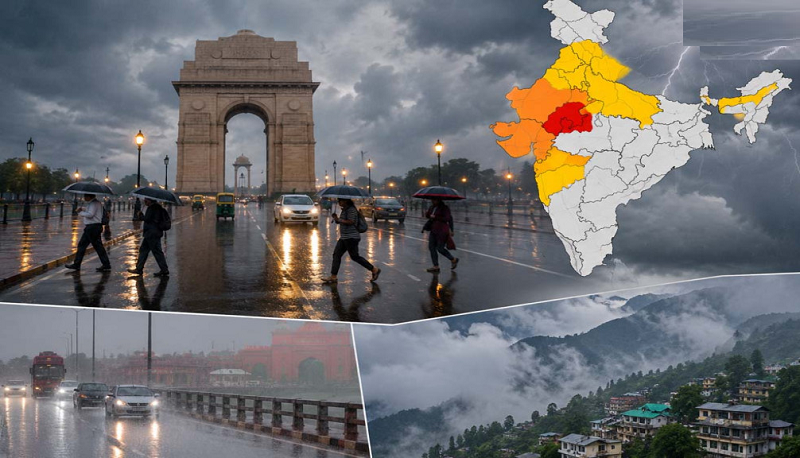 Weather Alert: एमपी, यूपी, राजस्थान और हिमाचल में भारी बारिश से संकट, दिल्ली में 60 किलोमीटर प्रति घंटे हवाओं की चेतावनी