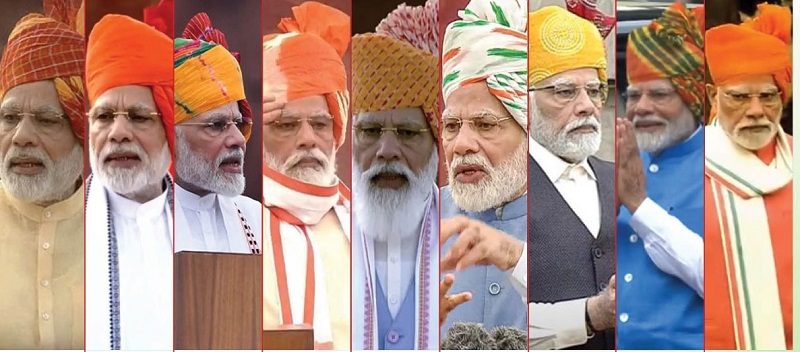 पीएम मोदी की बंधेज पगड़ी ने खींचा ध्यान, 2014 से 2026 तक हर स्वतंत्रता दिवस पर बदला साफे का रंग और अंदाज