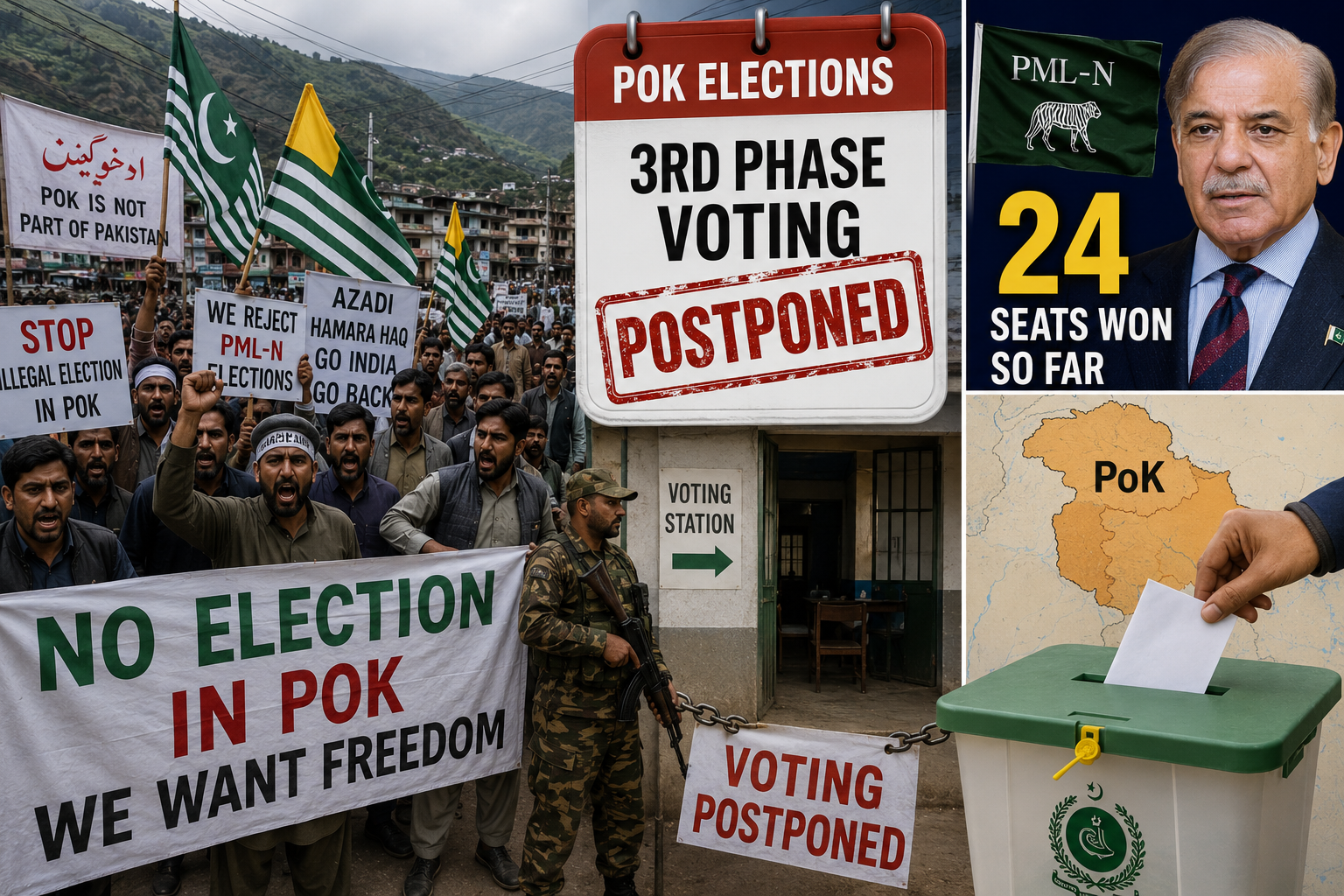 PoK में विरोध के बीच तीसरे चरण का मतदान टला, PML-N ने 24 सीटें जीतीं और सरकार बनाने की स्थिति में पहुंची.