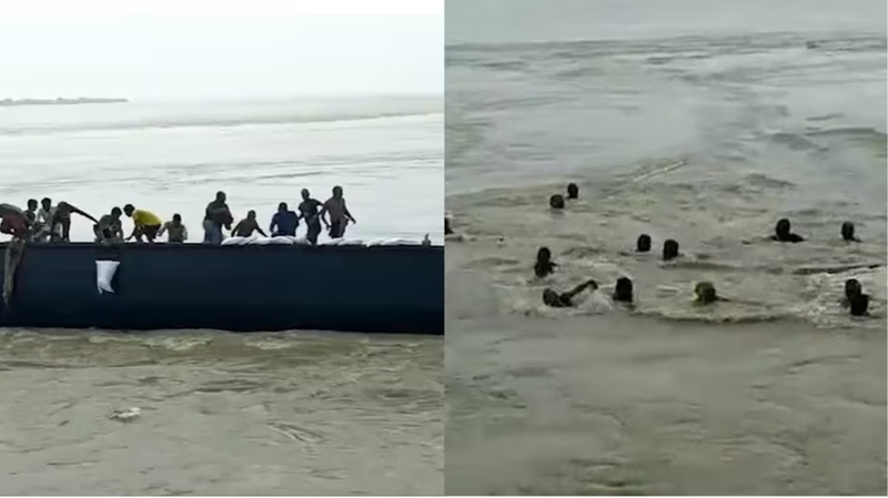 बिहार में गंगा के तेज बहाव में मजदूरों से भरी नाव डूबी, 19 ने तैरकर बचाई जान, 2 लापता